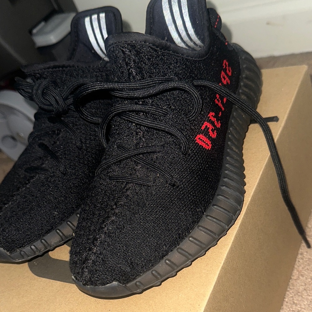 Yeezy Kids Black and Red Sneakers
